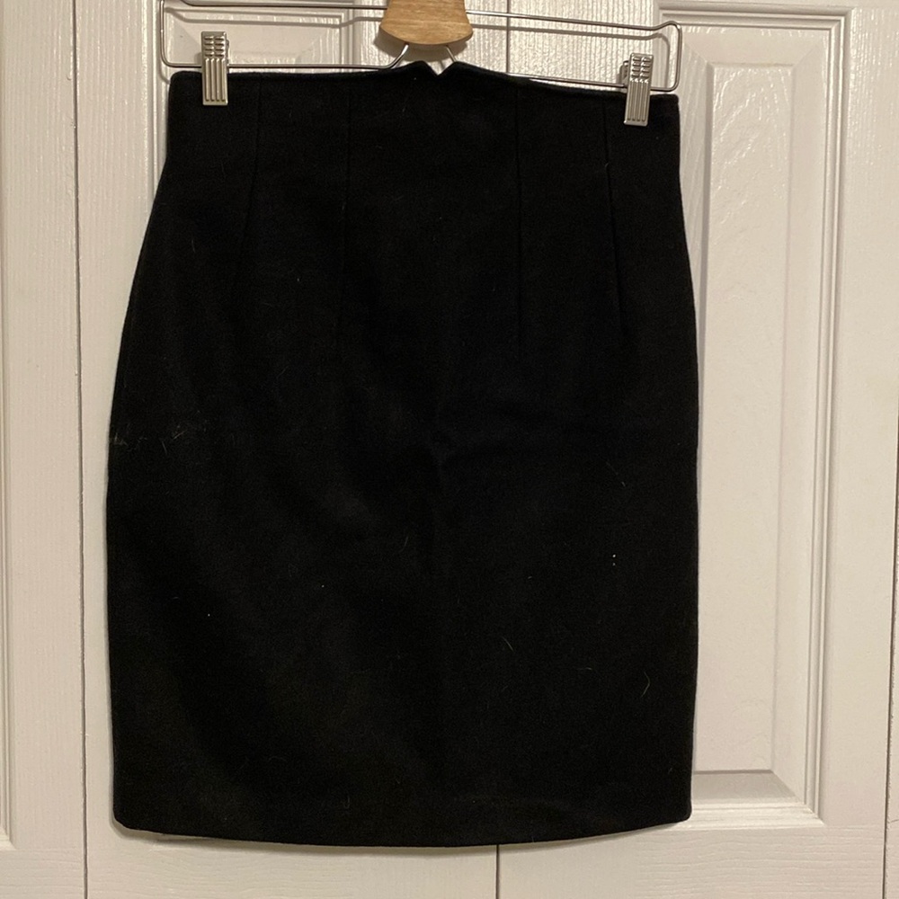 Vintage High Waisted Wool Black Skirt